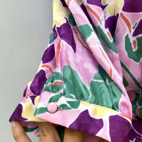 Vintage 80’s pink abstract orchid floral secretary dress - Picture 5 of 9